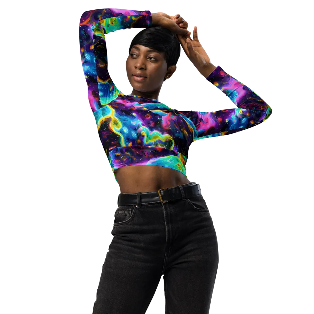 Infinite Iridescence on Long Sleeve Crop Top — Front
