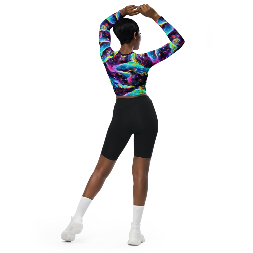 Infinite Iridescence on Long Sleeve Crop Top — Back