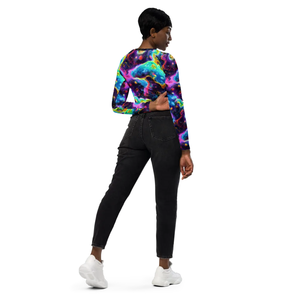 Infinite Iridescence on Long Sleeve Crop Top — Right Back