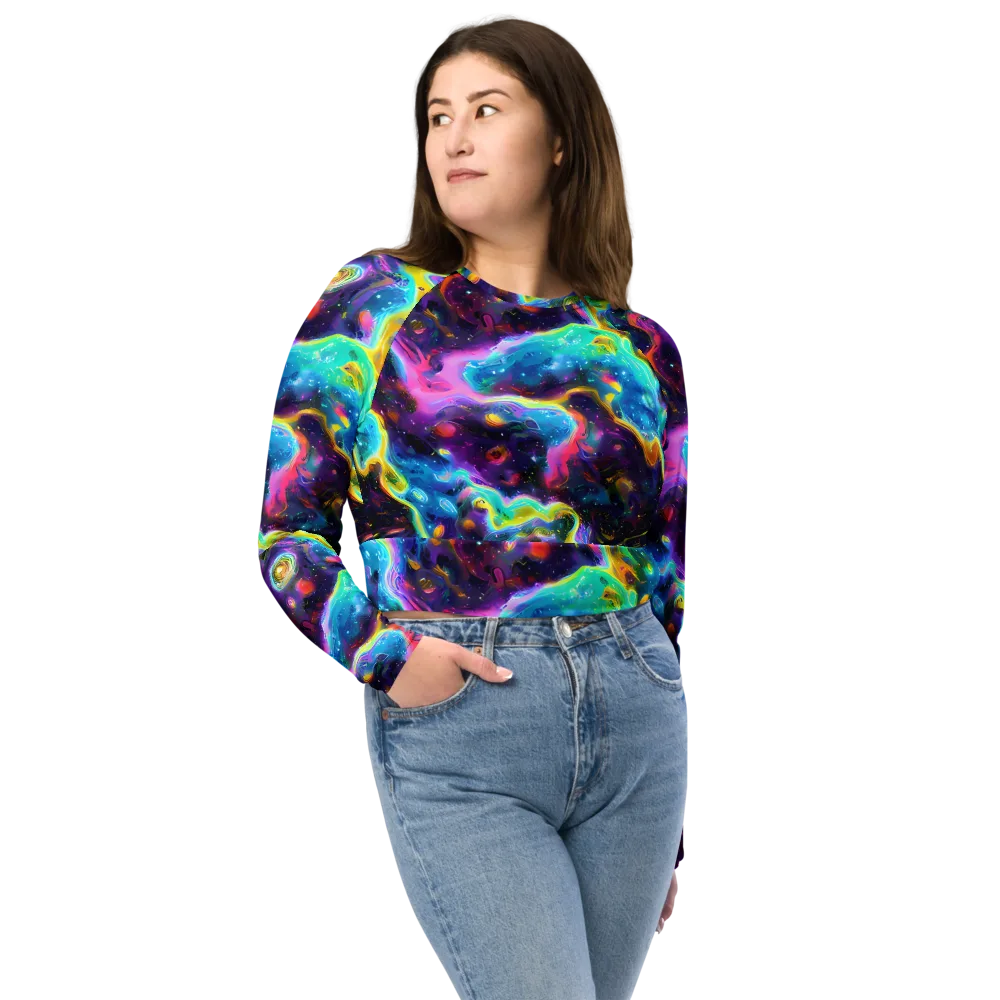 Infinite Iridescence on Long Sleeve Crop Top — Front