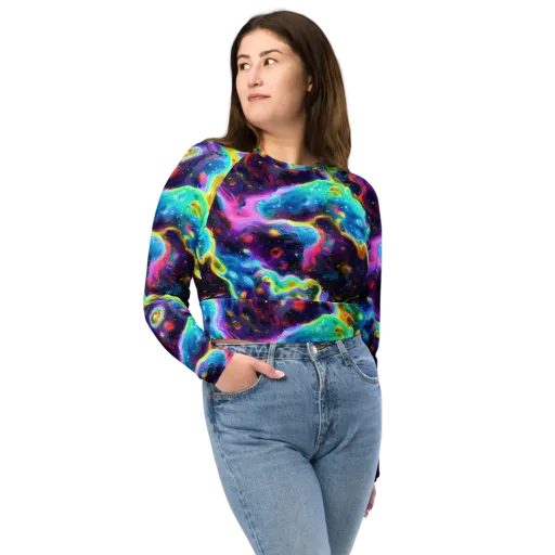 Infinite Iridescence on a Long Sleeve Crop Top