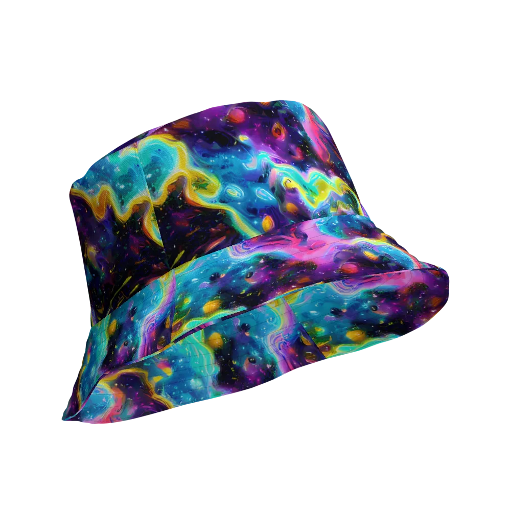 Infinite Iridescence on Reversible Bucket Hat — Product details Outside