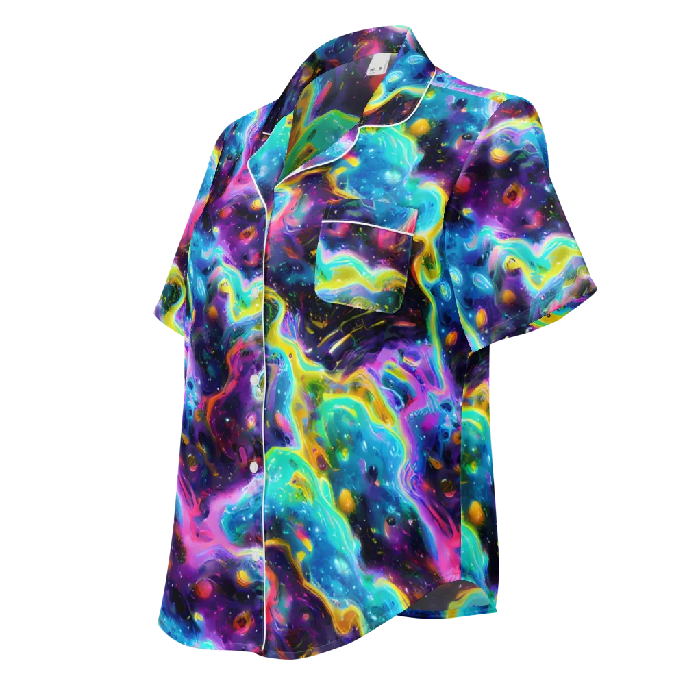 Infinite Iridescence on Women's Short Sleeve Pajama Top — Left Front