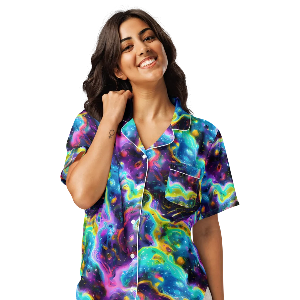 Infinite Iridescence on Women's Short Sleeve Pajama Top — Front