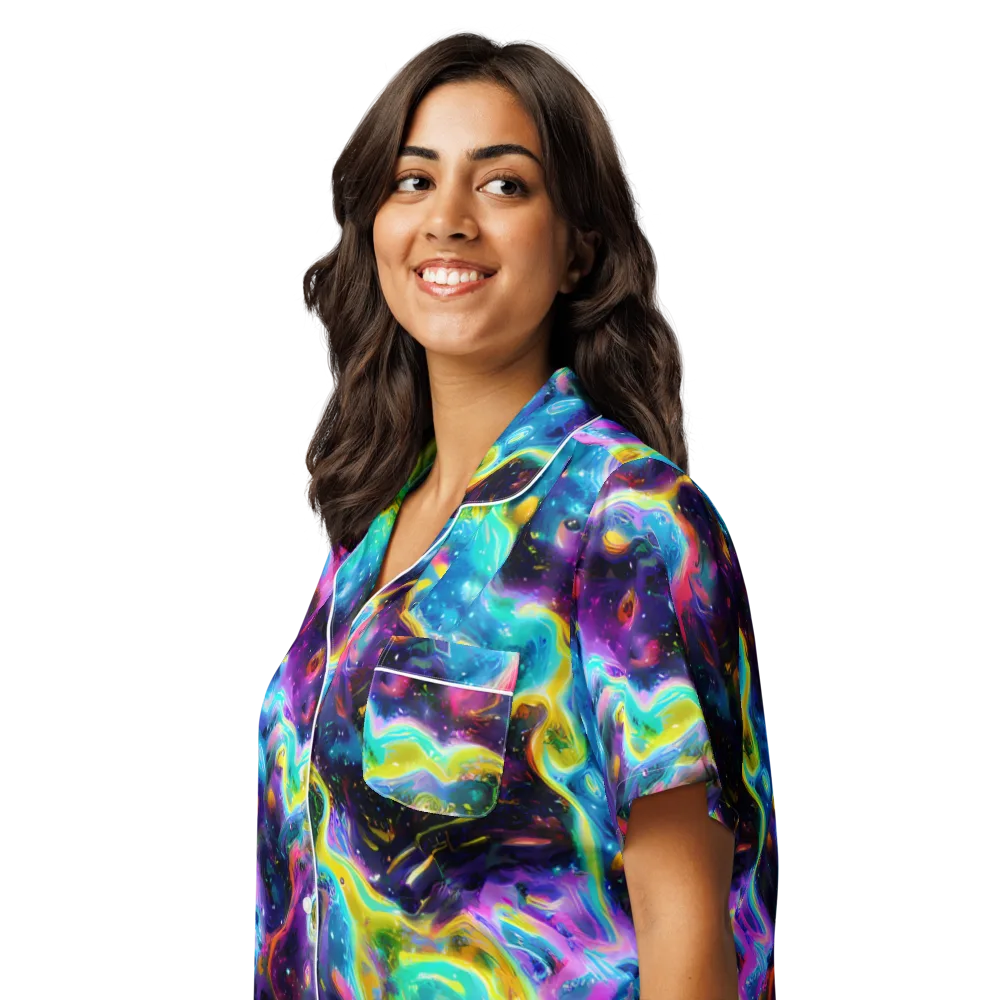 Infinite Iridescence on Women's Short Sleeve Pajama Top — Left Front