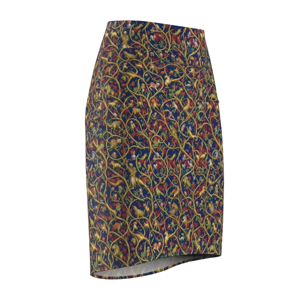 Nocturne Bestiary on Pencil Skirt — Front Side