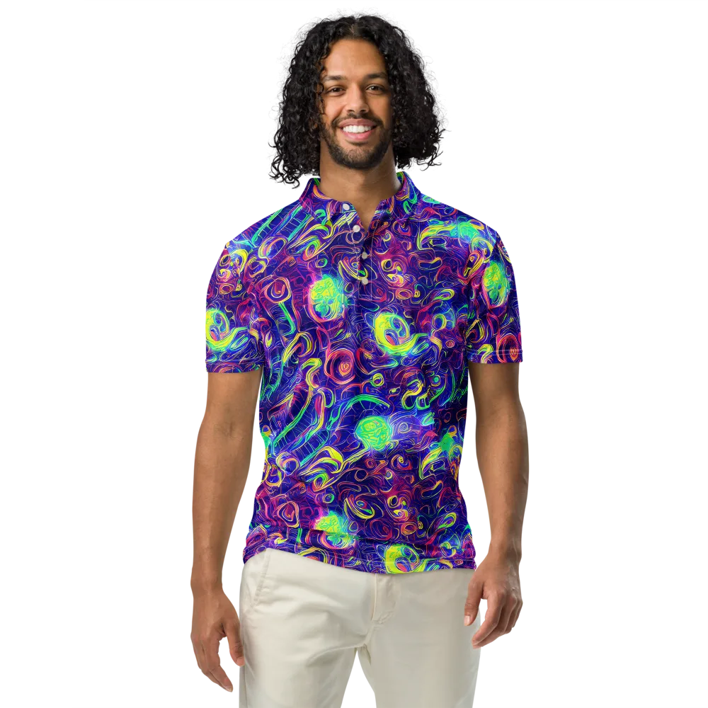 Limefire Ribbons on Men's Slim Fit Polo Shirt — Front