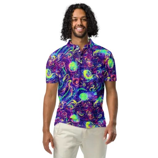 Limefire Ribbons on a Men's Slim Fit Polo Shirt