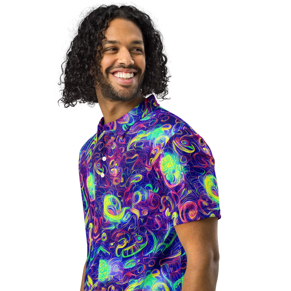 Limefire Ribbons on Men's Slim Fit Polo Shirt — Left Front