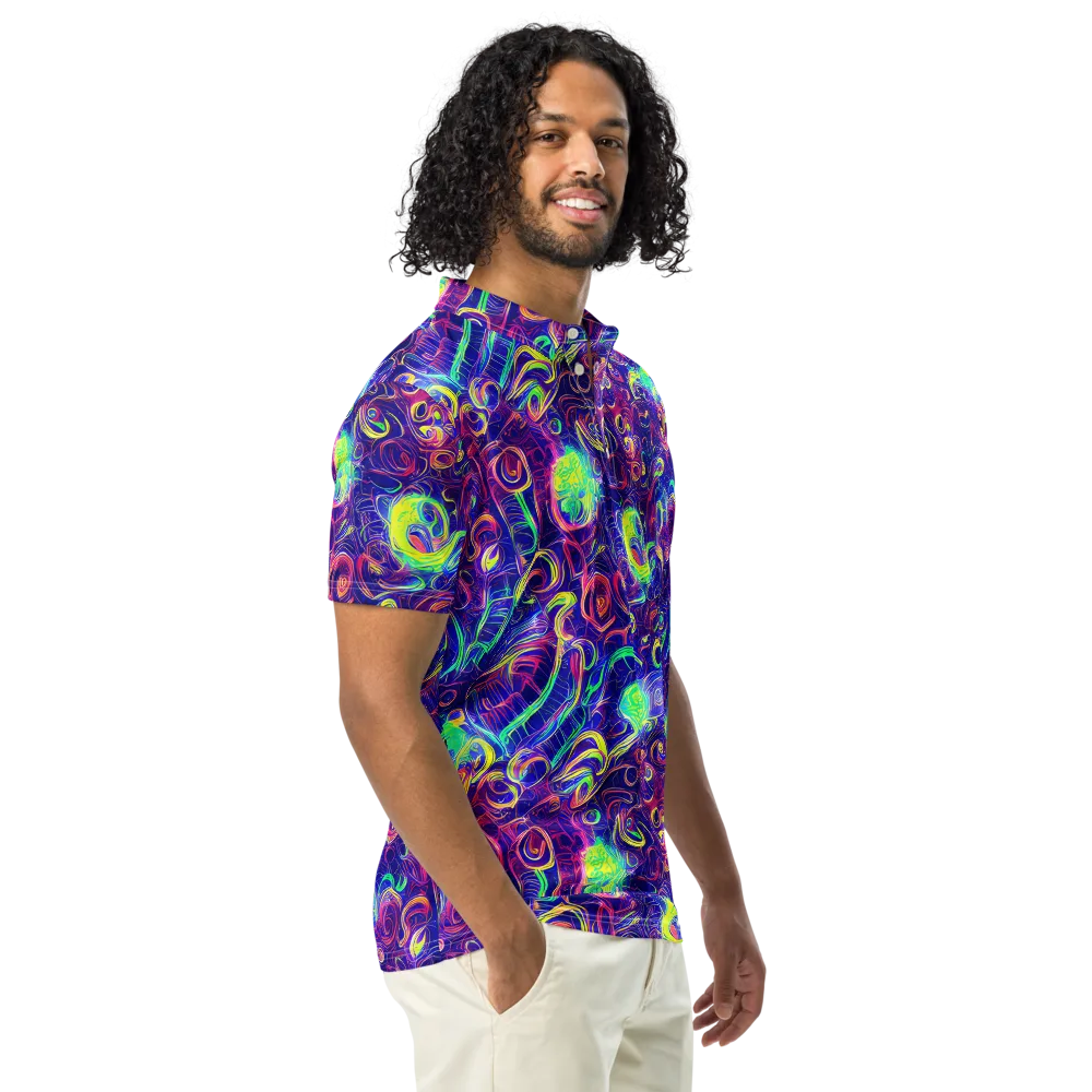 Limefire Ribbons on Men's Slim Fit Polo Shirt — Right Front