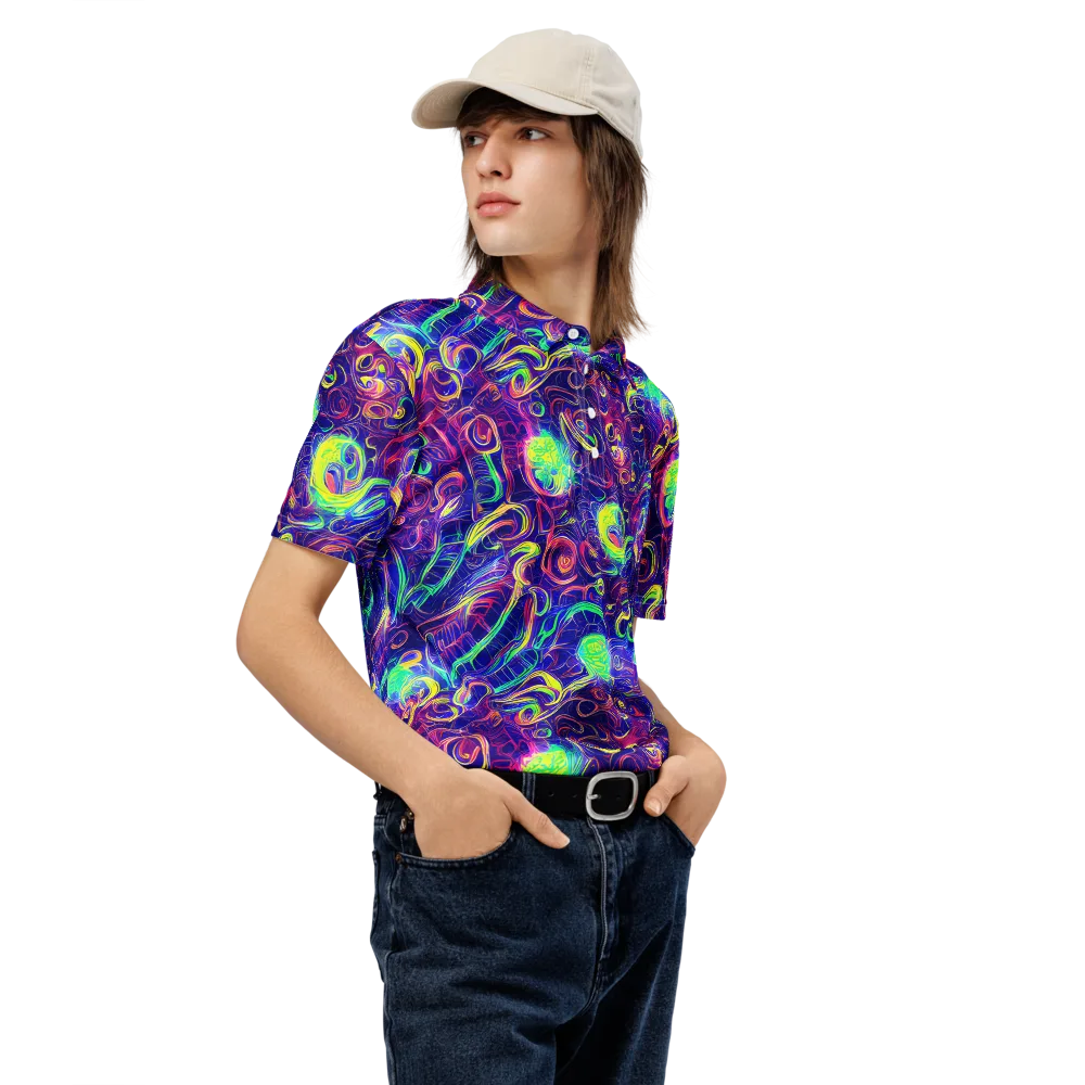 Limefire Ribbons on Men's Slim Fit Polo Shirt — Right Front