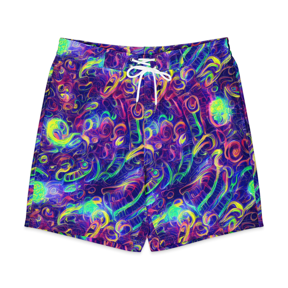 Limefire Ribbons on Men's Board Shorts — Front