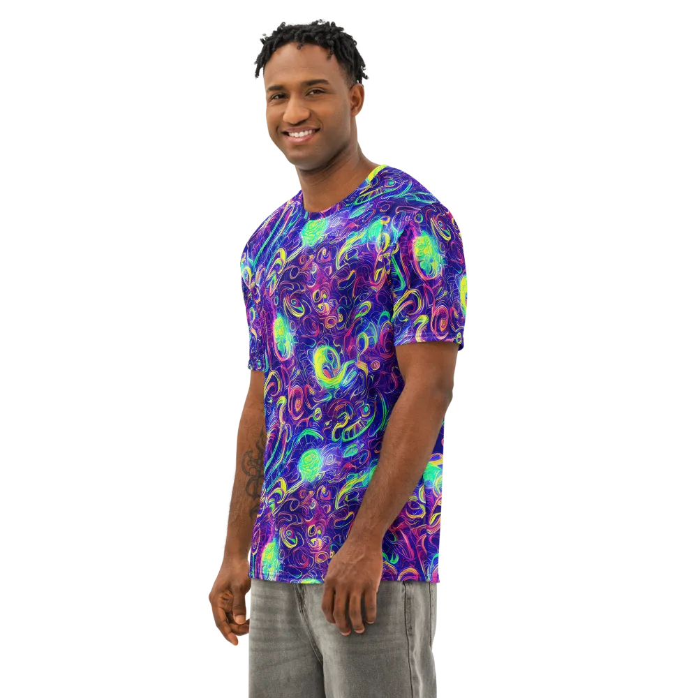 Limefire Ribbons on Men's Cotton Crew Neck T-Shirt — Left Front
