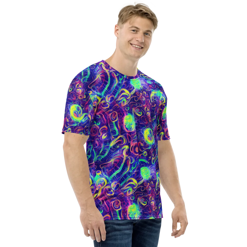 Limefire Ribbons on Men's Crew Neck T-Shirt — Right