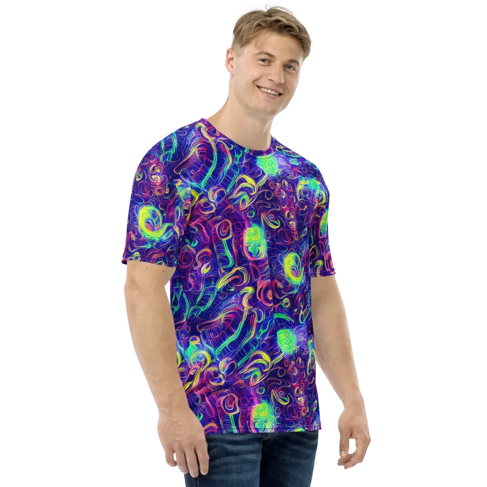 Limefire Ribbons on Men's Crew Neck T-Shirt — Right