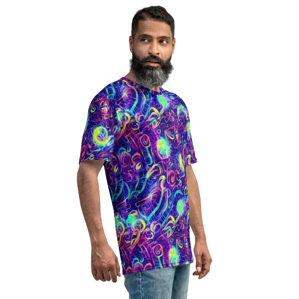 Limefire Ribbons on Men's Crew Neck T-Shirt — Right