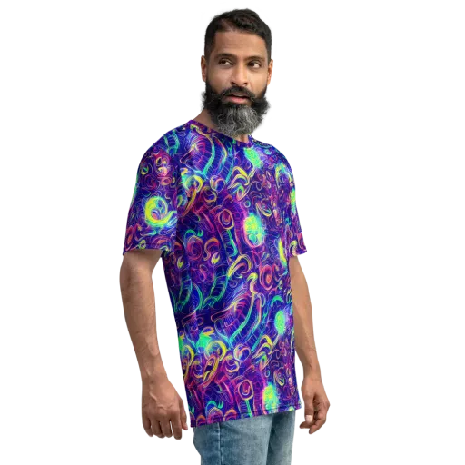 Limefire Ribbons on a Men's Crew Neck T-Shirt