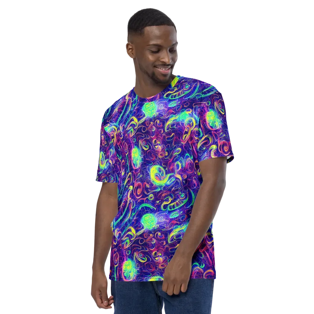 Limefire Ribbons on Men's Crew Neck T-Shirt — Left