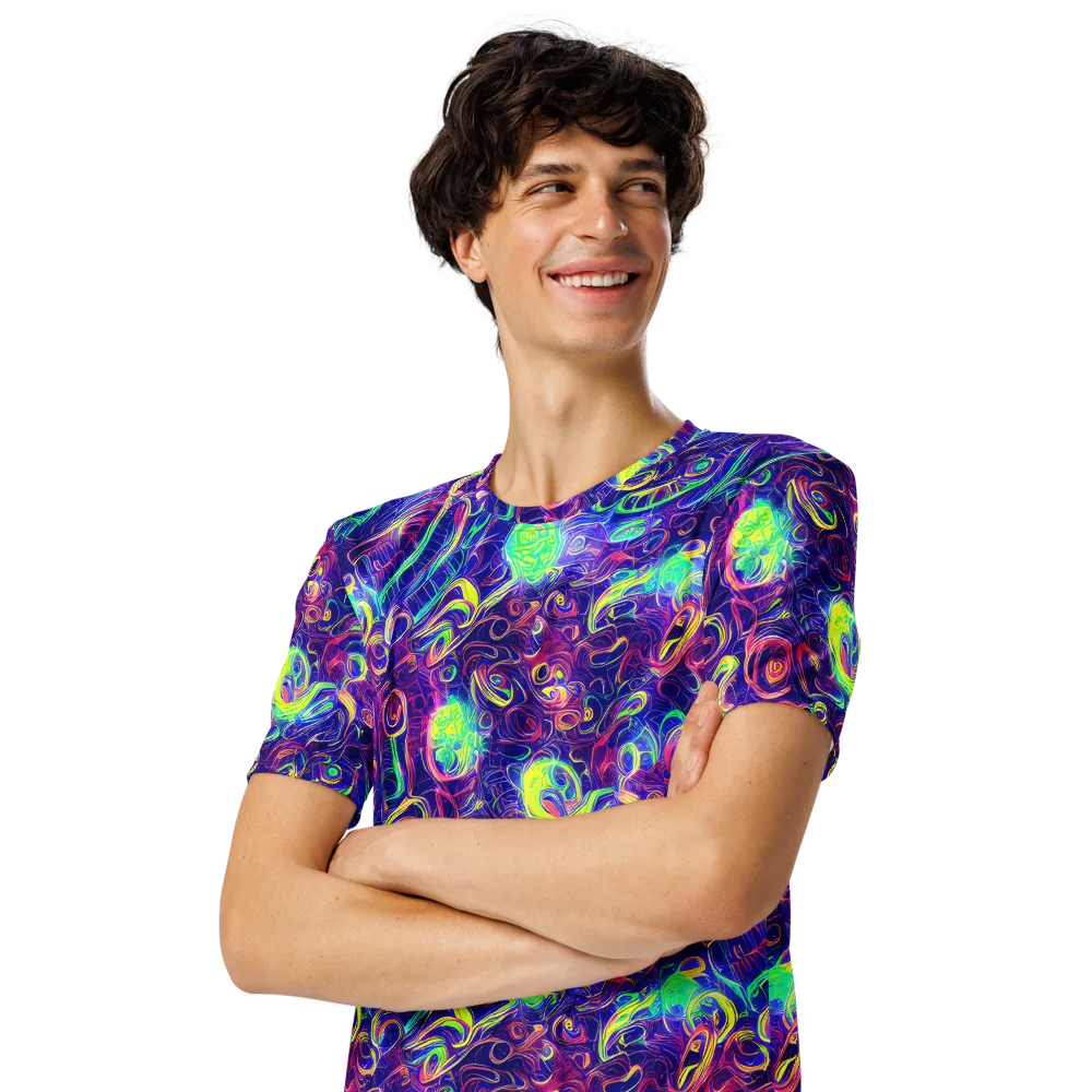 Limefire Ribbons on Men's Crew Neck T-Shirt — Left Front