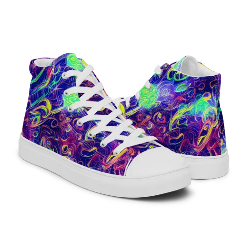 Limefire Ribbons on a Men's High Top Canvas Shoes