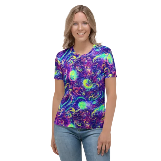 Limefire Ribbons on a Women's Crew Neck T-Shirt
