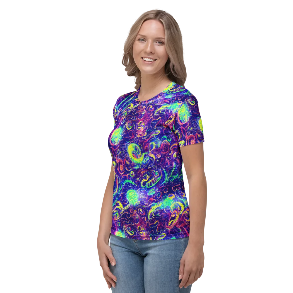 Limefire Ribbons on Women's Crew Neck T-Shirt — Left