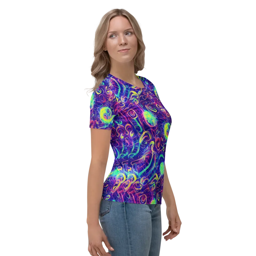 Limefire Ribbons on Women's Crew Neck T-Shirt — Right