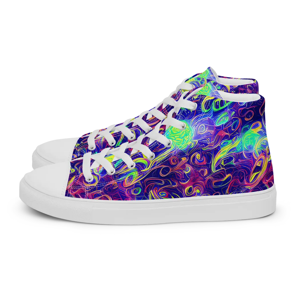 Limefire Ribbons on Women's High Top Canvas Shoes — Left