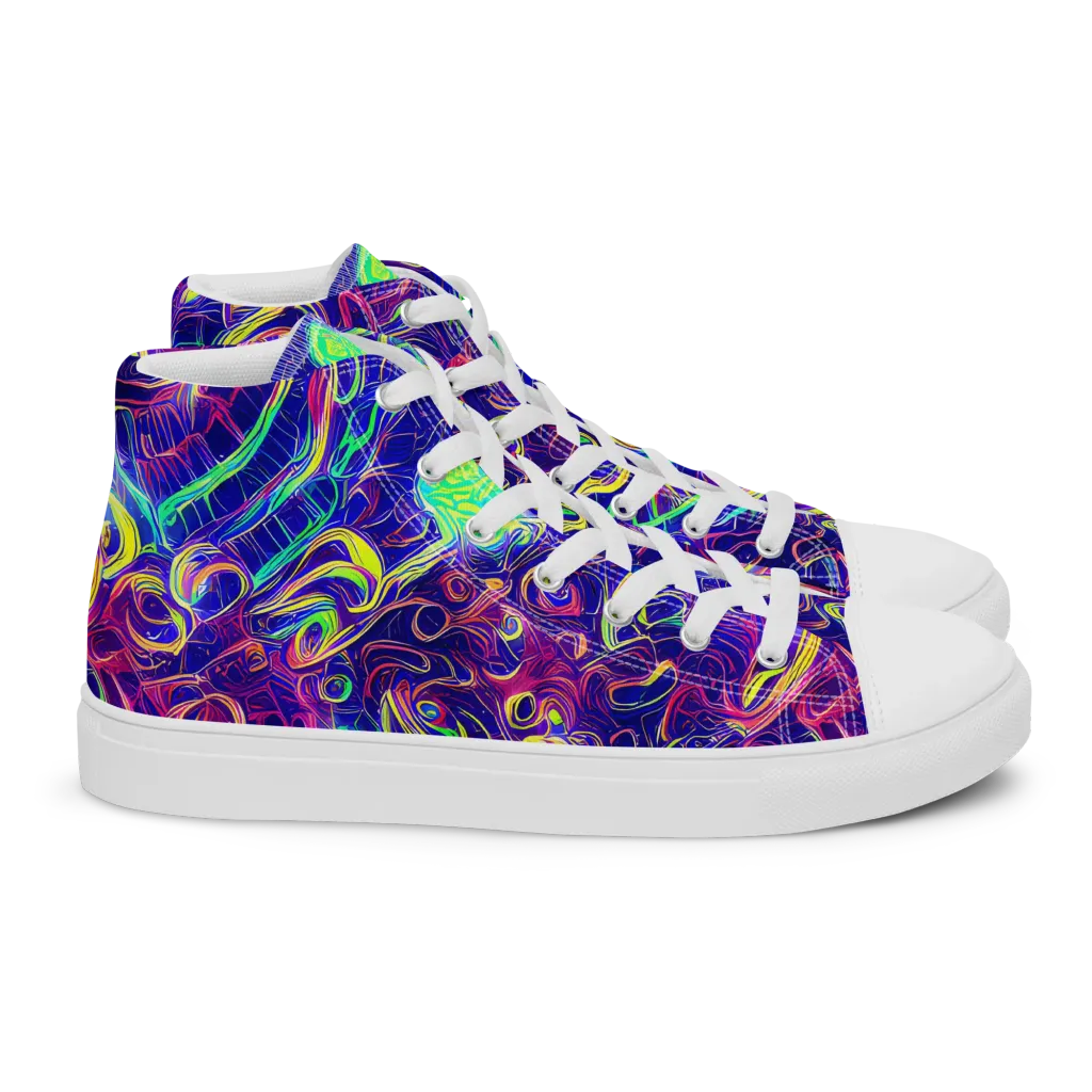 Limefire Ribbons on Women's High Top Canvas Shoes — Right