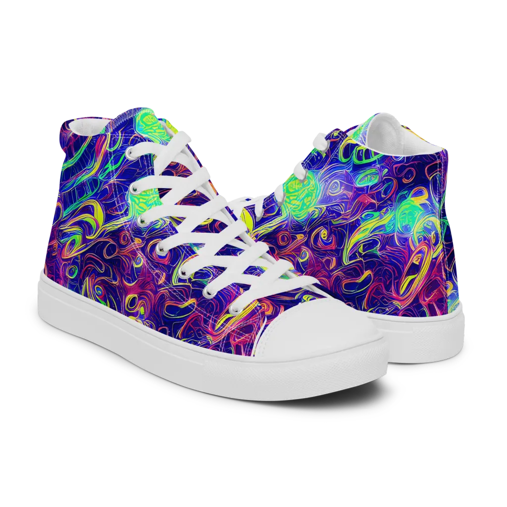 Limefire Ribbons on Women's High Top Canvas Shoes — Right