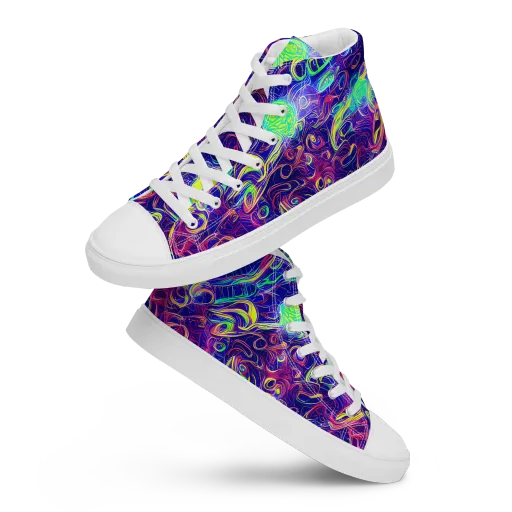 Limefire Ribbons on a Women's High Top Canvas Shoes