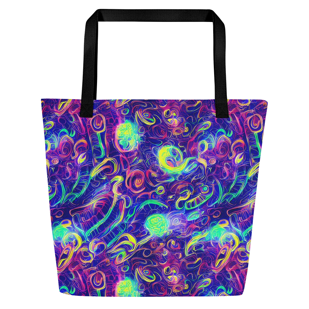 Limefire Ribbons on Large Tote Bag W/ Pocket — Front