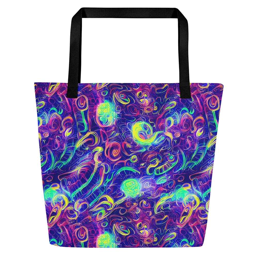 Limefire Ribbons on Large Tote Bag W/ Pocket — Front