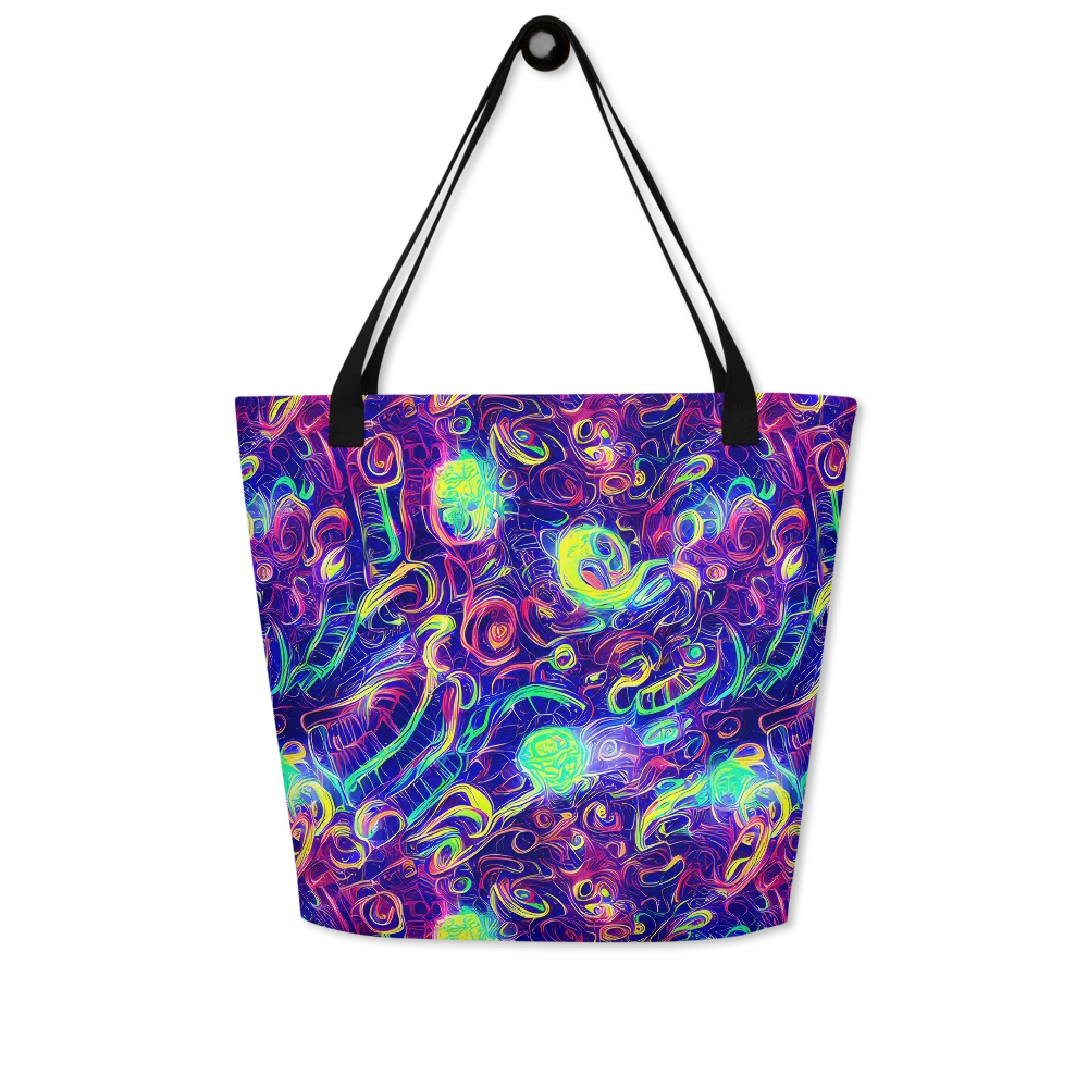 Limefire Ribbons on Large Tote Bag W/ Pocket — Front