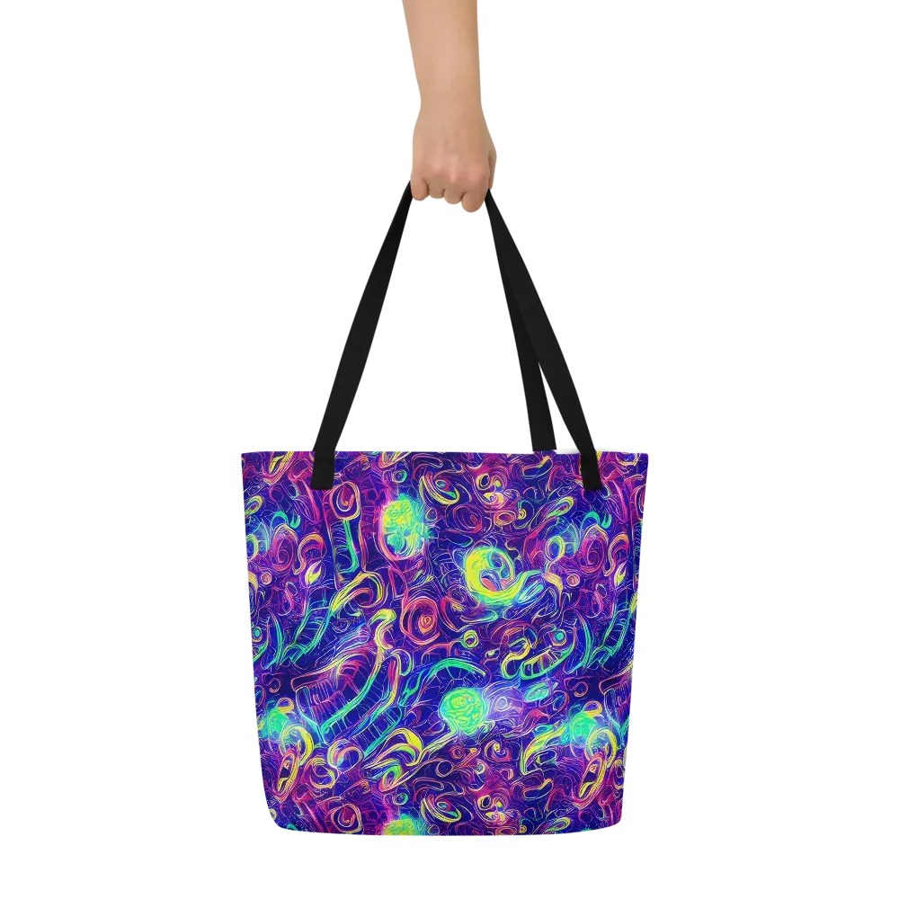 Limefire Ribbons on Large Tote Bag W/ Pocket — Front