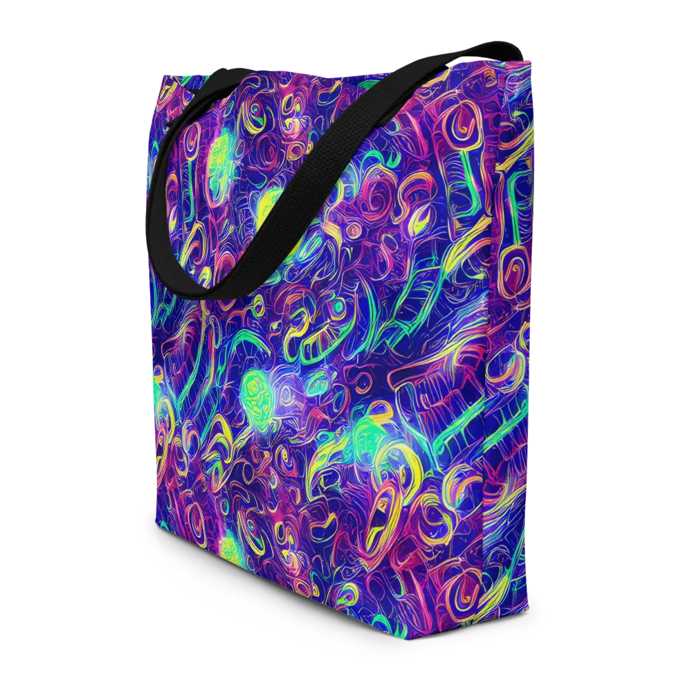 Limefire Ribbons on Large Tote Bag W/ Pocket — Front