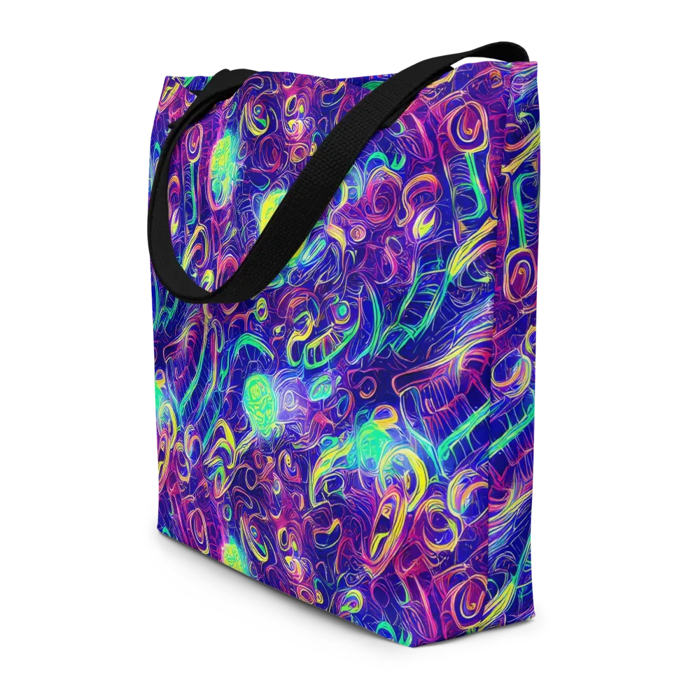 Limefire Ribbons on Large Tote Bag W/ Pocket — Front