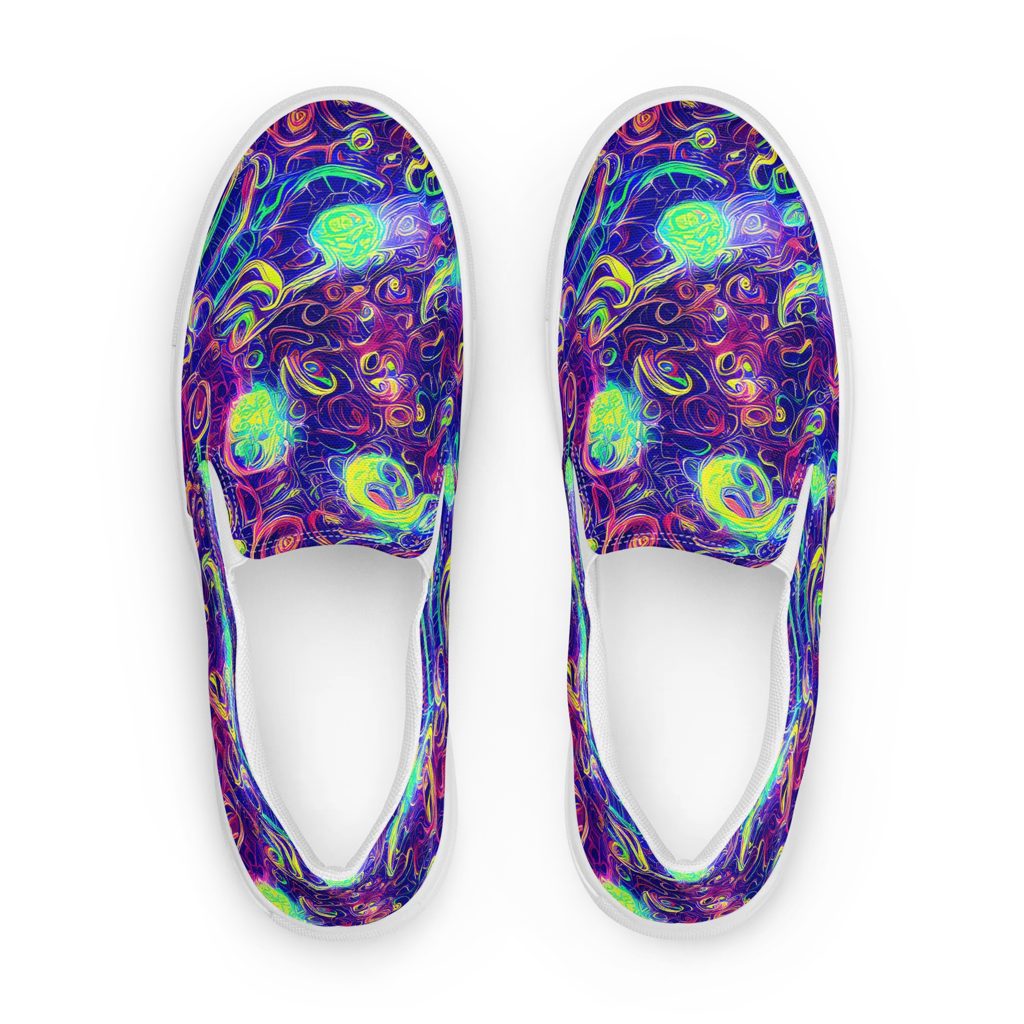 Limefire Ribbons on Women's Slip-On Canvas Shoes — Front