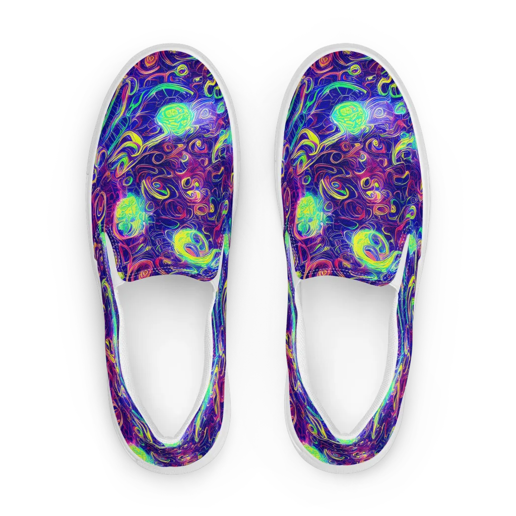 Limefire Ribbons on Women's Slip-On Canvas Shoes — Front