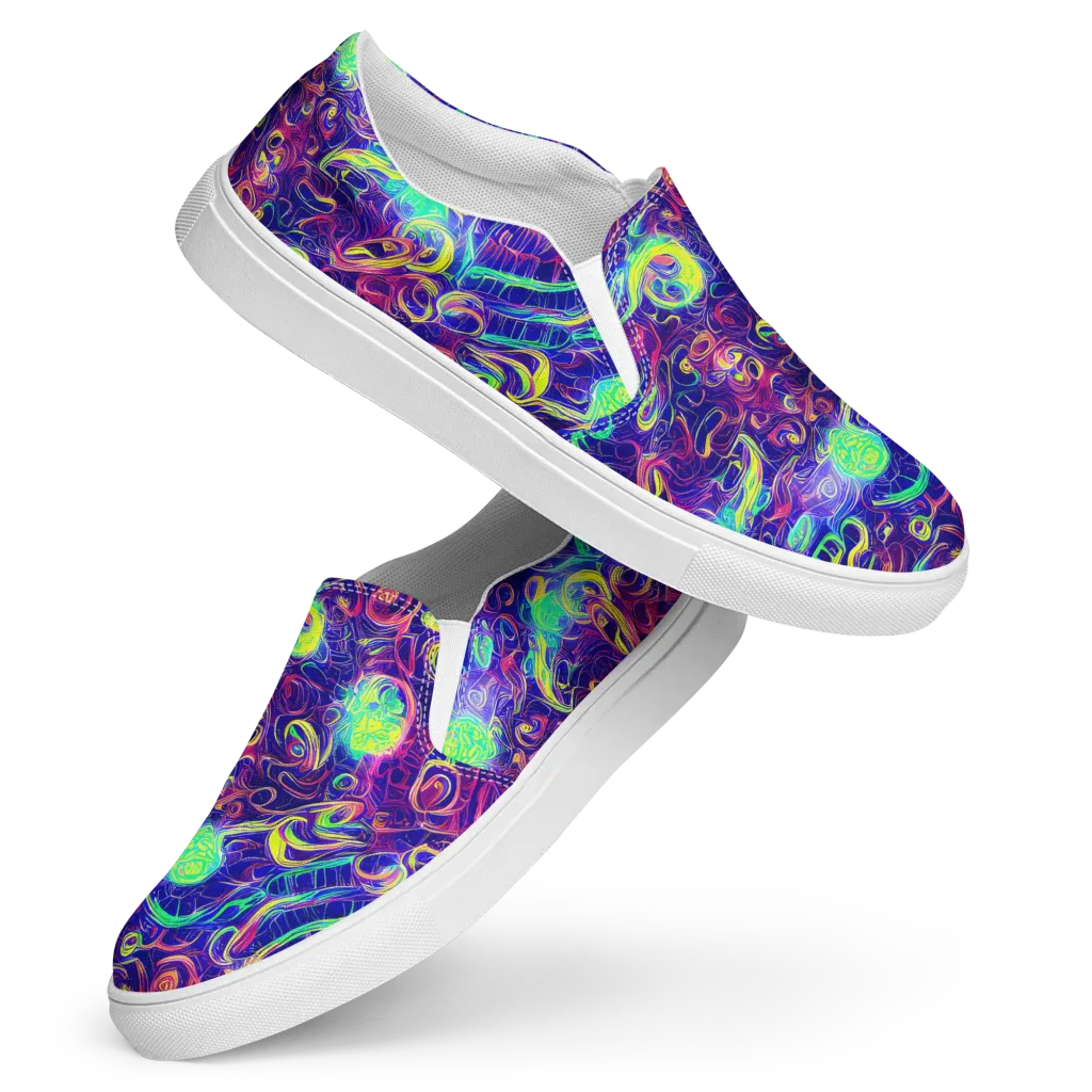 Limefire Ribbons on Women's Slip-On Canvas Shoes — Front