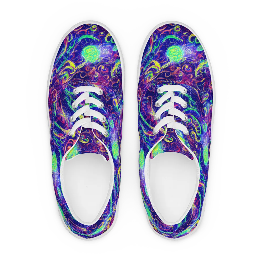 Limefire Ribbons on Men's Lace-Up Canvas Shoes — Front