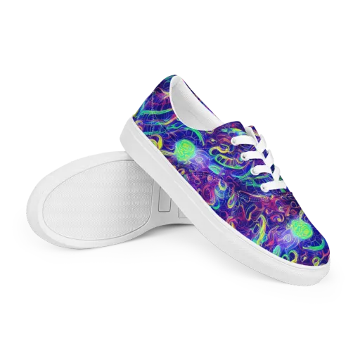 Limefire Ribbons on a Men's Lace-Up Canvas Shoes