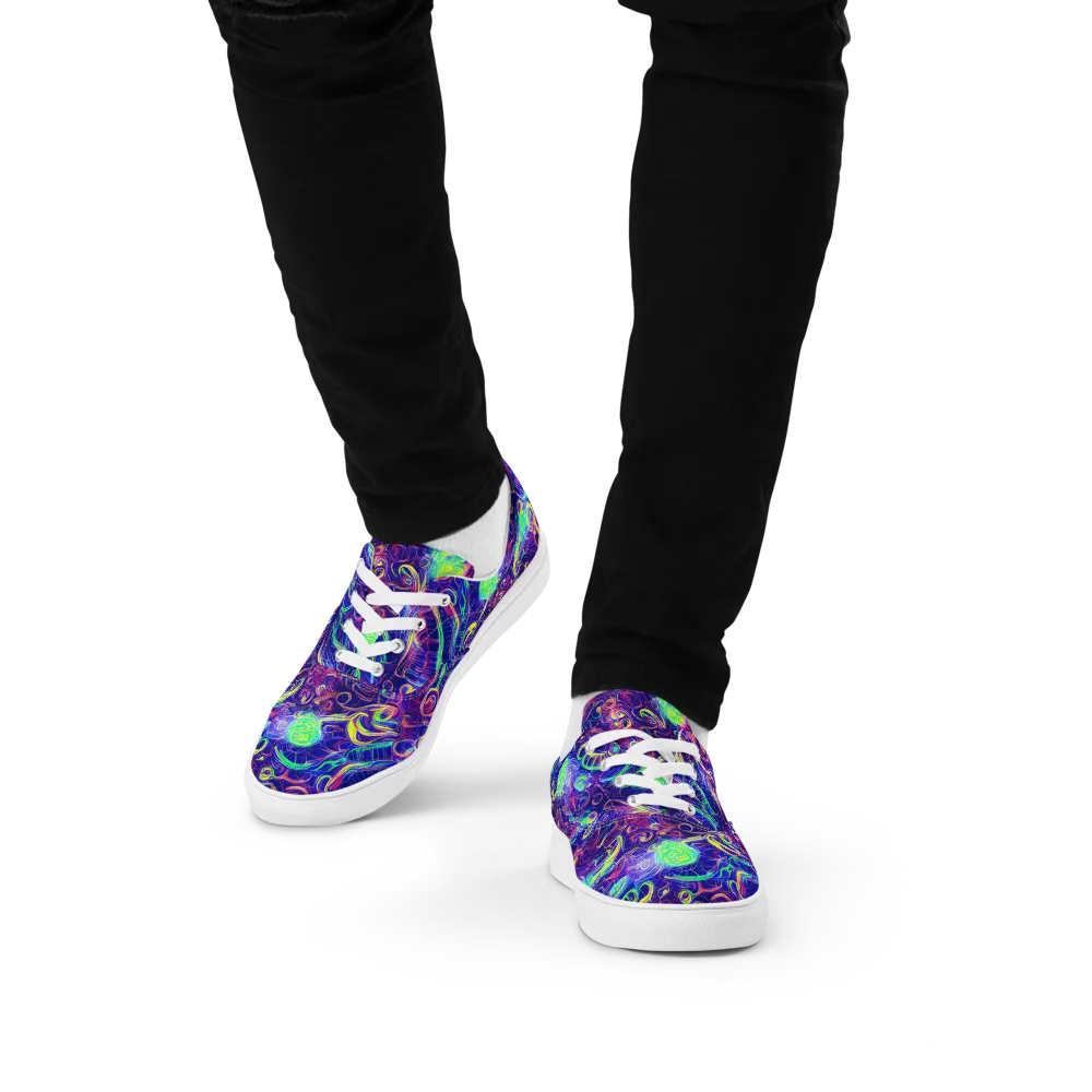 Limefire Ribbons on Men's Lace-Up Canvas Shoes — Front