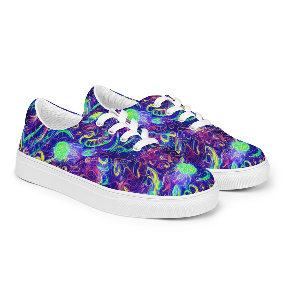 Limefire Ribbons on Men's Lace-Up Canvas Shoes — Right Front