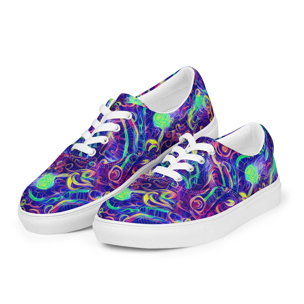 Limefire Ribbons on Men's Lace-Up Canvas Shoes — Left Front