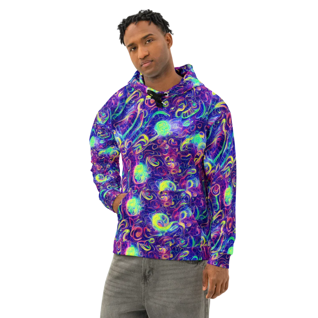 Limefire Ribbons on Cotton Hoodie — Left Front