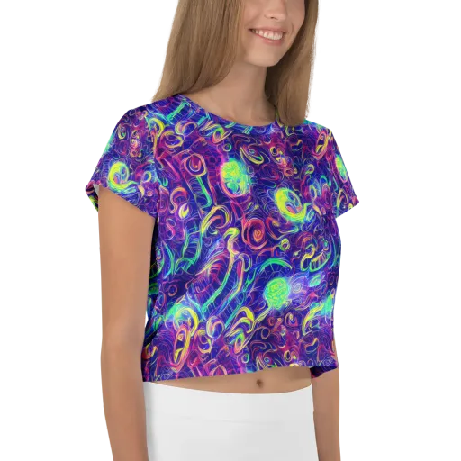 Limefire Ribbons on a Crop Tee