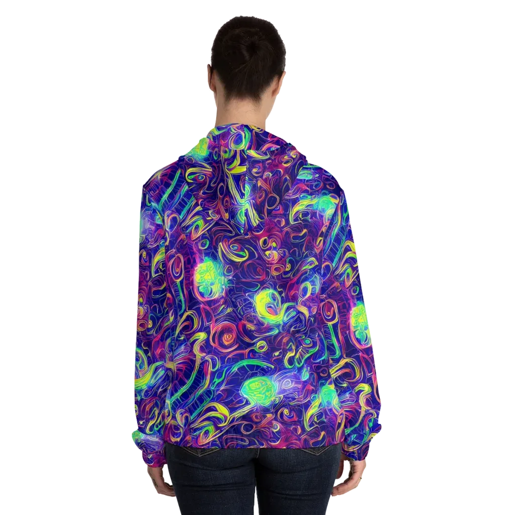 Limefire Ribbons on Women's Full-Zip Hoodie — Back On Person