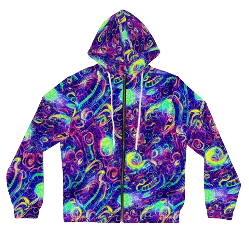 Limefire Ribbons on a Women's Full-Zip Hoodie