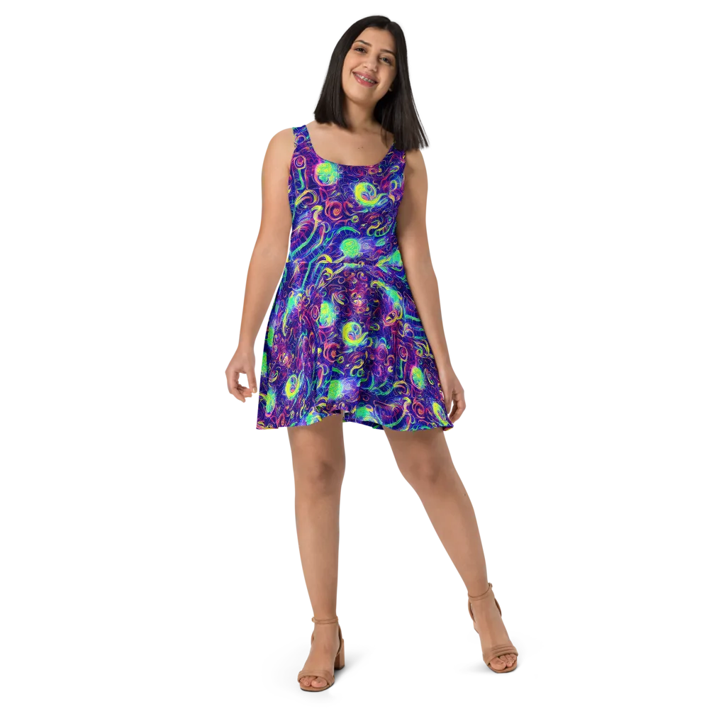 Limefire Ribbons on Skater Dress — Front